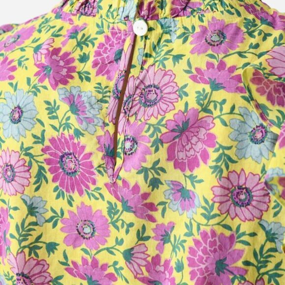 BANJANAN Women's Klara Top Floral Ruffle SIze XS Purple Yellow Daisy Print - Picture 11 of 15